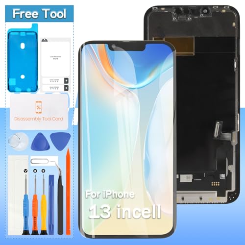 Yondista Bildschirm-Ersatz für iPhone 13 A2482, A2631, A2634, A2635, A2633, 15,5 cm (6,1 Zoll) 3D (Incell) LCD Touch Digitizer Montage – Reparaturwerkzeuge – Schutzfolie von Yondista