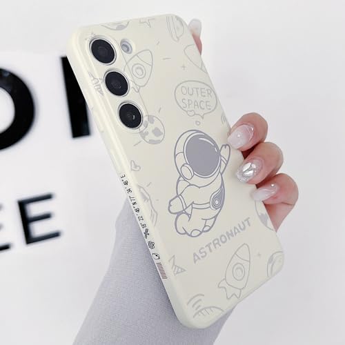 Yonds Queen Schutzhülle für Samsung Galaxy S23 niedliche Hülle, Cartoon Astronaut Weltraum Mond Rakete Design stilvolle für Frauen und Mädchen Schutzhülle (Fly Weiß, Samsung Galaxy S23) von Yonds Queen
