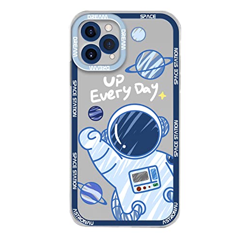 Yonds Queen Schutzhülle für iPhone 11 Pro Max, niedliche, transparente Schutzhülle, coole Cartoon-Astronauten, Weltraumplaneten, Mond-Design, stilvoll, Schutzhülle (iPhone 11 Pro Max, Traumblau) von Yonds Queen