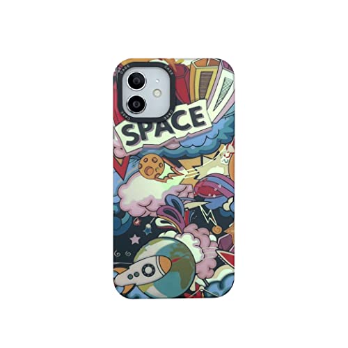 Yonds Queen Schutzhülle für iPhone 12 niedliche Hülle, Coole Cartoon Astronauten Weltraum Mond Rakete Laser Glitzer Bling Design stilvolle Bumper stoßfest modische Hülle (Rakete, iPhone 12) von Yonds Queen