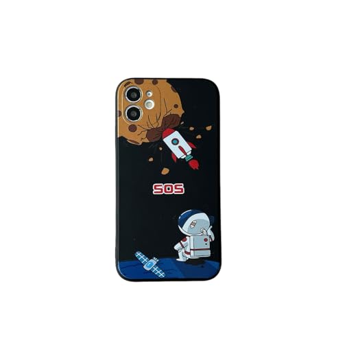 Yonds Queen Schutzhülle für iPhone 12, niedlich cooles Cartoon Astronaut Weltraum Planet Raketen Design stilvolle Stoßfängerabdeckung weiches TPU rutschfest stoßfest (iPhone 12, Rocket) von Yonds Queen