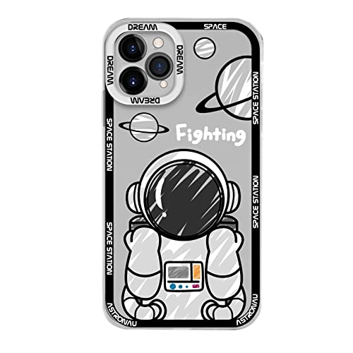 Yonds Queen Schutzhülle für iPhone 12 Pro Max, niedliche, transparente Schutzhülle, cooles Cartoon-Astronauten-Weltraumplaneten-Design, stilvoll, Schutzhülle (iPhone 12 Pro Max, Dream Black) von Yonds Queen