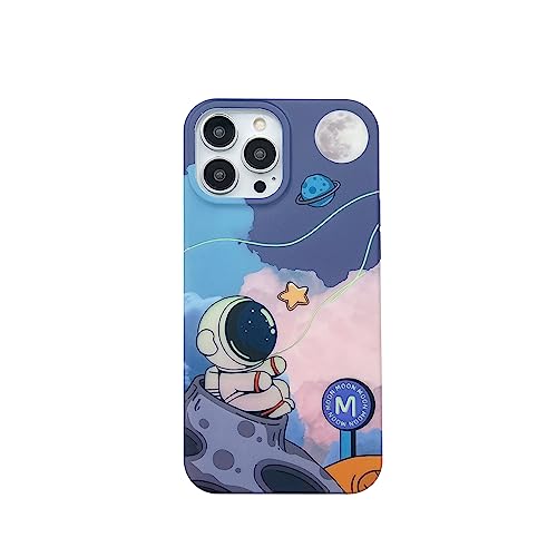 Yonds Queen Schutzhülle für iPhone 13 Pro, cooler Cartoon-Astronauten, Weltraum, Mond, Planet, Laser, Glitzer, Bling-Design, Anti-Rutsch-Schutzhülle (Mond, iPhone 13 Pro) von Yonds Queen