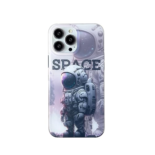 Yonds Queen Schutzhülle für iPhone 13 Pro niedliche Hülle, Cooler Cartoon Astronauten Weltraumplanet Mond Design stilvolle Abdeckung stoßfest modische Hülle (weißer Raum, iPhone 13 Pro) von Yonds Queen