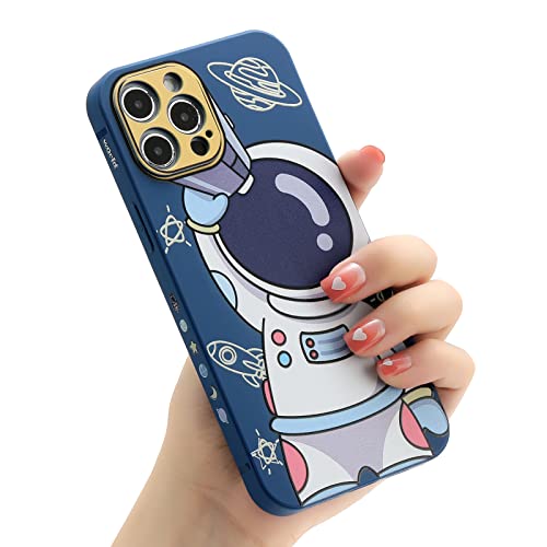 Yonds Queen Schutzhülle für iPhone 13 Pro Max, Cooles CartoonAstronautenWeltraumDesign, stilvolle Bumper Frauen Mädchen Schutzhülle AntiRutsch Stoßfest Mode Hülle (blaues Teleskop, iPhone 13 Pro von Yonds Queen