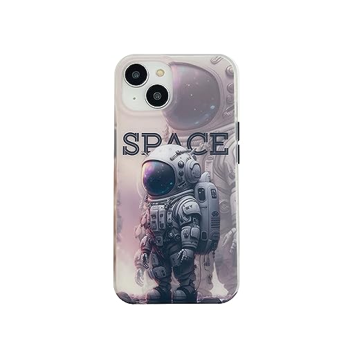Yonds Queen Schutzhülle für iPhone 14, Cooler Cartoon-Astronauten, Weltraumplanet, Mond-Design, stilvolle IMD-Abdeckung, stoßfest, rutschfest, modische Hülle (weißer Raum, iPhone 14) von Yonds Queen