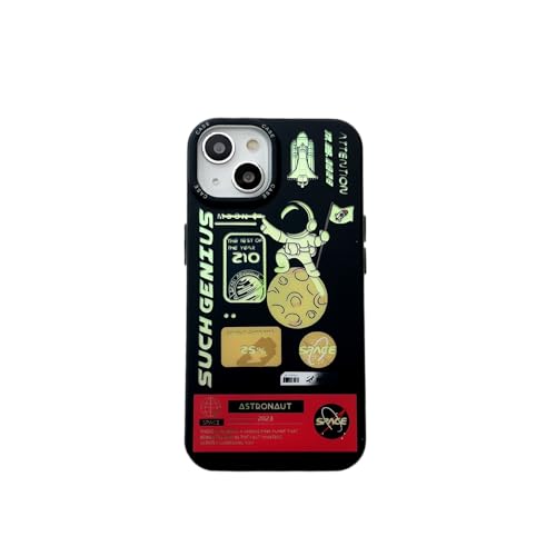 Yonds Queen Schutzhülle für iPhone 15, Coole Cartoon Astronauten Weltraumrakete Mond Laser Glitzer Bling Design stilvolle Bumper Schutzhülle (Schwarze Rakete, iPhone 15) von Yonds Queen