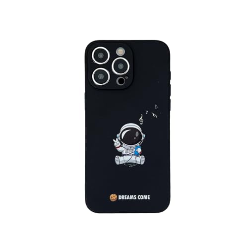 Yonds Queen Schutzhülle für iPhone 15 Pro Max, niedlich Cartoon Astronaut Weltraum Planet Mond stilvoll weich TPU stoßfest rutschfest Schutzhülle (iPhone 15 Pro Max, Musik) von Yonds Queen
