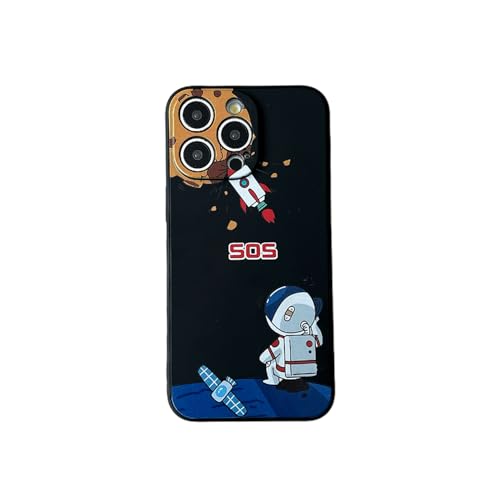 Yonds Queen Schutzhülle für iPhone 16 Pro, niedlich cooles Cartoon Astronaut Weltraum Planet Raketen Design stilvolle Stoßfängerabdeckung weiches TPU rutschfest stoßfest (iPhone 16 Pro, Rocket) von Yonds Queen