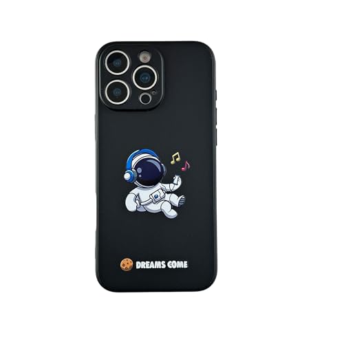 Yonds Queen Schutzhülle für iPhone 16 Pro Max, niedlich, cooles Cartoon-Astronaut, Weltraum, Planet, Rakete, stilvoll, Stoßschutz, rutschfest, stoßfest (iPhone 16 Pro Max, Kopfhörer Musik) von Yonds Queen
