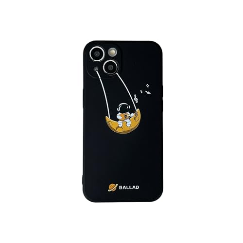 Yonds Queen für iPhone 13 Niedliches Case, Cool Cartoon Astronaut Space Planet Mood Design Stilvoll Stoßstange TPU rutschfeste Stoßfeste Schutzhülle(iPhone 13, Swing Mood) von Yonds Queen