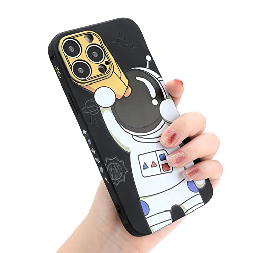 Yonds Queen for iPhone 15 Cute Case, Cool Cartoon Astronaut Space Design Stylish Bumper Soft TPU Rubber Protective Anti-Slip Shockproof Creative Case(Black Telescope, iPhone 15) von Yonds Queen
