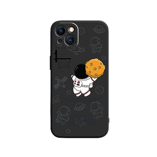 Yonds Queen for iPhone 15 Pro Max Cute Case, Cartoon Astronaut Space Planet Moon Design Stylish Bumper TPU Rubber Protective Anti-Slip Shockproof Case(Black Basket, iPhone 15 Pro Max) von Yonds Queen