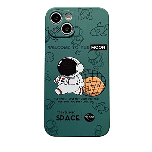 Yonds Queen für iPhone 11 Pro Max Niedliches Hülle, Cartoon Astronaut Space Planet Mond Design Stilvoll Stoßstange TPU Schützende Stoßfeste Schutzhülle (iPhone 11 Pro Max, Grün Korb) von Yonds Queen