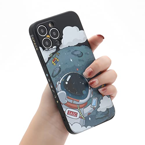 Yonds Queen für iPhone 11 Pro Niedliches Hülle, Cool Cartoon Astronaut Space Mond Planet Design Stilvoll Stoßstange Weiches TPU rutschfeste Stoßfeste Schutzhülle(iPhone 11 Pro, Schwarz Mond) von Yonds Queen