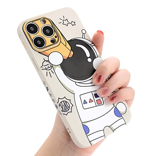 Yonds Queen für iPhone 12 Niedliches Hülle, Cool Cartoon Teleskop Astronaut Space Kreatives Muster Design Stilvoll Stoßstange TPU rutschfeste Stoßfeste Schutzhülle (iPhone 12, Weiß) von Yonds Queen