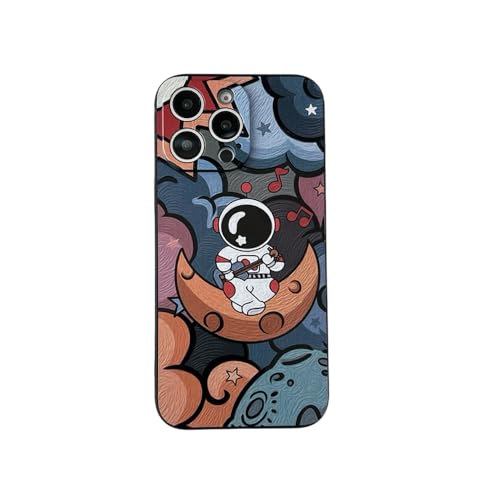 Yonds Queen für iPhone 12 Pro Niedliches Hülle, Cool Cartoon Astronaut Space Planet Mond Design Stilvoll Stoßstange weiches TPU rutschfeste Stoßfeste Schutzhülle (iPhone 12 Pro, Mond) von Yonds Queen