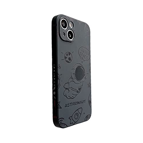 Yonds Queen für iPhone 15 Plus Niedliches Hülle, Cool Cartoon Astronaut Space Mond Design Stilvoll Stoßstange weiches TPU rutschfeste Stoßfeste Schutzhülle (iPhone 15 Plus, Fly Schwarz) von Yonds Queen