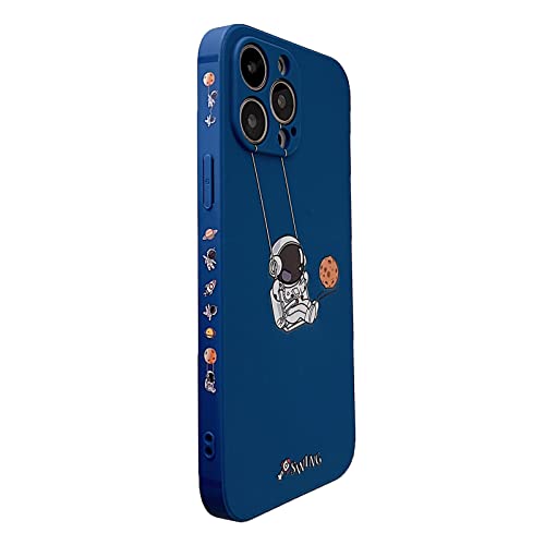 Yonds Queen für iPhone 16 Pro Max Niedliches Hülle, Cool Cartoon Astronaut Space Planet Swing Design Stilvoll Stoßstange TPU rutschfeste Stoßfeste Schutzhülle (iPhone 16 Pro Max, Blau Planet) von Yonds Queen