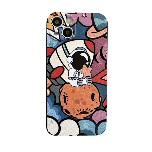 Yonds Queen für iPhone 7 Plus / 8 Plus Niedliches Hülle, Cool Cartoon Astronaut Space Planet Design Stilvoll Stoßstange weiches TPU rutschfeste Stoßfeste Schutzhülle (iPhone 7 Plus / 8 Plus, Planet) von Yonds Queen