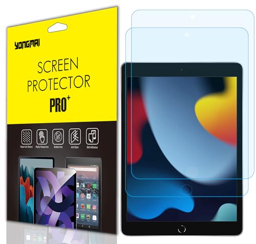 Displayschutzfolie für iPad 10,2 Zoll Tablet (2021/2020/2019, 9. / 8. / 7. Generation), blendfrei, blaues Licht, blendfrei, 2 Stück von YongMai