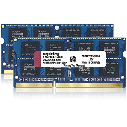 DDR3 / DDR3L 16GB Kit (8GBx2) Laptop RAM 1600MHz PC3-12800 / PC3L-12800 SODIMM Non-ECC Unbuffered 1.35V / 1.5V 2Rx8 Dual Rank 204 Pin CL11 PC Computer Memory Upgrade Module Arbeitsspeicher (Blau) von Yongxinsheng