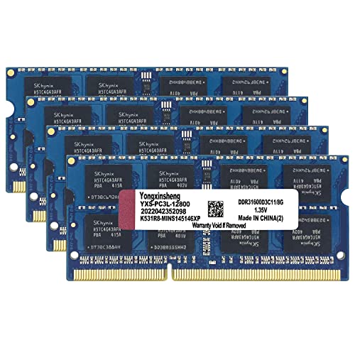 DDR3 / DDR3L 32GB Kit (8GBx4) Laptop RAM 1600MHz PC3-12800 / PC3L-12800 SODIMM Non-ECC Unbuffered 1.35V / 1.5V 2Rx8 Dual Rank 204 Pin CL11 PC Computer Memory Upgrade Module Arbeitsspeicher Kit (Blau) von Yongxinsheng