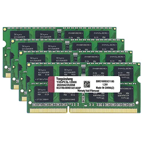 DDR3 / DDR3L 32GB Kit (8GBx4) Laptop RAM 1600MHz PC3-12800 / PC3L-12800 SODIMM Non-ECC Unbuffered 1.35V / 1.5V 2Rx8 Dual Rank 204 Pin CL11 PC Computer Memory Upgrade Module Arbeitsspeicher Kit (Grün) von Yongxinsheng