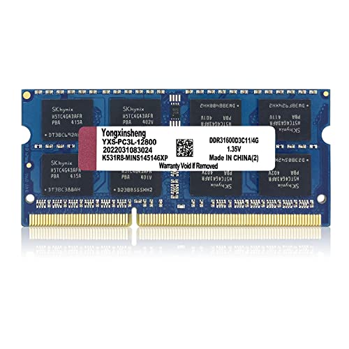 DDR3 / DDR3L 4GB Laptop RAM 1600MHz PC3-12800 / PC3L-12800 SODIMM Non-ECC Unbuffered 1.35V / 1.5V 2Rx8 Dual Rank 204 Pin CL11 4 G PC Computer Memory Upgrade Module Arbeitsspeicher (Blau) von Yongxinsheng
