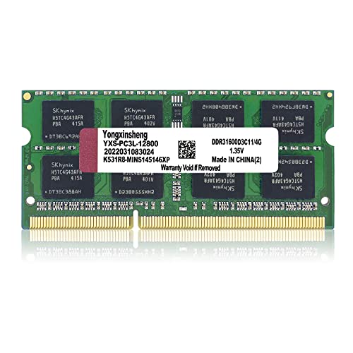DDR3 / DDR3L 4GB Laptop RAM 1600MHz PC3-12800 / PC3L-12800 SODIMM Non-ECC Unbuffered 1.35V / 1.5V 2Rx8 Dual Rank 204 Pin CL11 4 G PC Computer Memory Upgrade Module Arbeitsspeicher (Grün) von Yongxinsheng