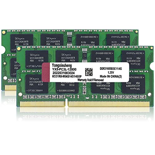 DDR3 / DDR3L 8GB Kit (4GBx2) Laptop RAM 1600MHz PC3-12800 / PC3L-12800 SODIMM Non-ECC Unbuffered 1.35V / 1.5V 2Rx8 Dual Rank 204 Pin CL11 PC Computer Memory Upgrade Module Arbeitsspeicher Kit (Grün) von Yongxinsheng