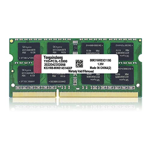 DDR3 / DDR3L 8GB Laptop RAM 1600MHz PC3-12800 / PC3L-12800 SODIMM Non-ECC Unbuffered 1.35V / 1.5V 2Rx8 Dual Rank 204 Pin CL11 8 G PC Computer Memory Upgrade Module Arbeitsspeicher (Grün) von Yongxinsheng