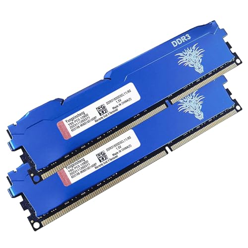 DDR3 16GB Kit (8GBx2) Desktop RAM 1600MHz PC3-12800 UDIMM Non-ECC Unbuffered 1.5V 2Rx8 Dual Rank 240 Pin CL11 PC Computer Memory Upgrade Module Arbeitsspeicher Kit (Blau) von Yongxinsheng
