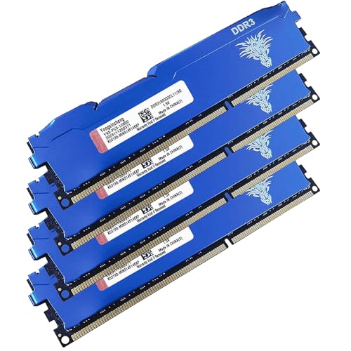 DDR3 32GB Kit (8GBx4) Desktop RAM 1600MHz PC3-12800 UDIMM Non-ECC Unbuffered 1.5V 2Rx8 Dual Rank 240 Pin CL11 PC Computer Memory Upgrade Module Arbeitsspeicher Kit (Blau) von Yongxinsheng