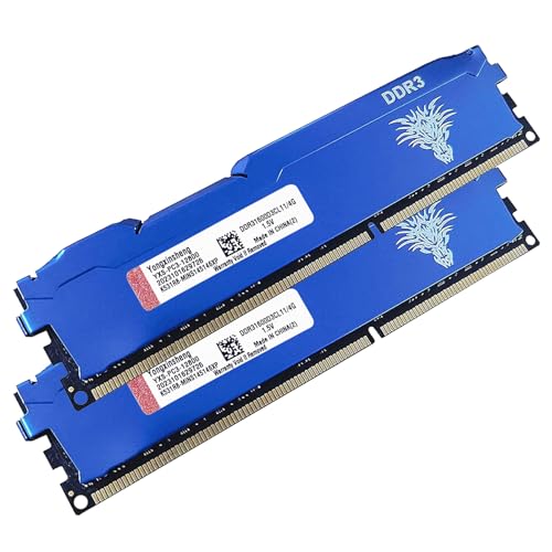DDR3 8GB Kit (4GBx2) Desktop RAM 1600MHz PC3-12800 UDIMM Non-ECC Unbuffered 1.5V 2Rx8 Dual Rank 240 Pin CL11 PC Computer Memory Upgrade Module Arbeitsspeicher Kit (Blau) von Yongxinsheng