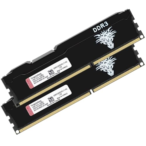 DDR3 8GB Kit (4GBx2) Desktop RAM 1600MHz PC3-12800 UDIMM Non-ECC Unbuffered 1.5V 2Rx8 Dual Rank 240 Pin CL11 PC Computer Memory Upgrade Module Arbeitsspeicher Kit (Schwarz) von Yongxinsheng