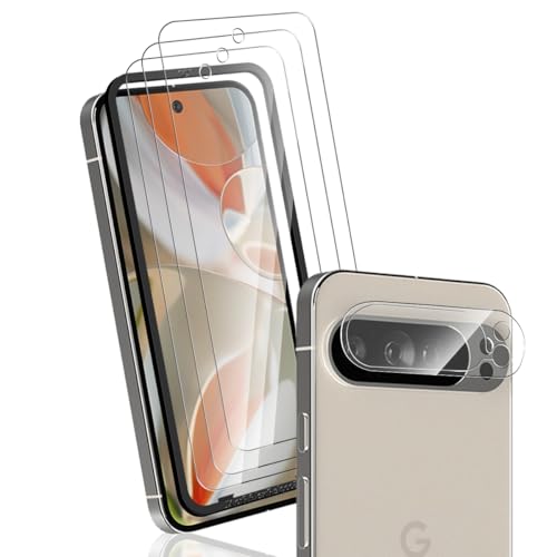 Yonntmmi Schutzfolie für Google Pixel 9 Pro XL für Panzerglas, 3 Stück Panzer Schutz Glas Schutzfolie mit 1 Stück Kameraschutz Schutzglas, HD/9H Härte/Kratzfest Panzerfolie für Google Pixel 9 Pro XL von Yonntmmi