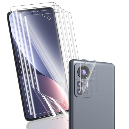 Yonntmmi Schutzfolie für Xiaomi 12 Pro 4+1 Stück, flexibler TPU-Folie mit Kameraschutz Panzer Schutz Glas, Blasenfreie Weich/Anti-Kratzer/HD TPU für Panzerglas für Xiaomi 12 Pro [Non-Panzerfolie] von Yonntmmi
