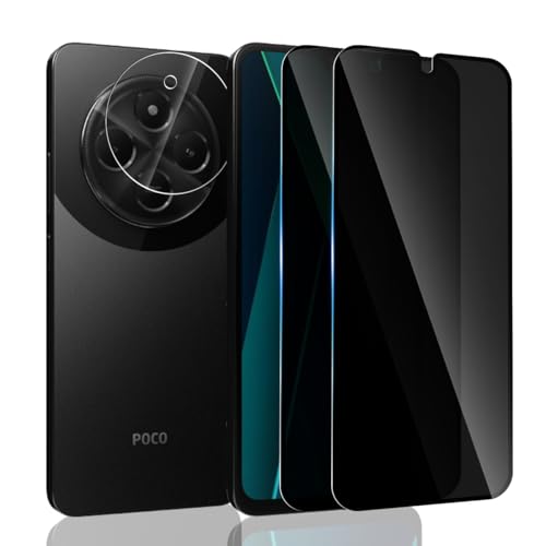Yonntmmi Schutzfolie für Xiaomi Poco C75 /Redmi 14C für Panzerglas Sichtschutz, 2 Stück Anti-Spy Panzer Schutz Glas mit 1 Stück Kameraschutz Schutzglas, Anti-Spy/9H Härte/Kratzfest für Redmi 14c von Yonntmmi