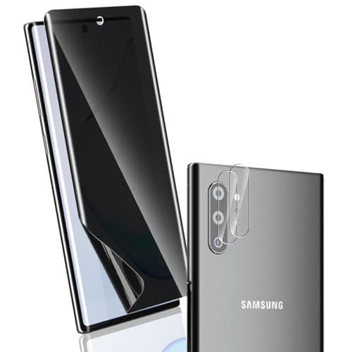 Yonntmmi TPU Schutzfolie für Galaxy Note10 Plus Sichtschutz, 1 Stück Anti-Spähen Privatsphäre Schützen Schutzfolie mit 2 Stück Kameraschutz, Anti-Spy für Panzerglas für Galaxy Note10 Plus von Yonntmmi