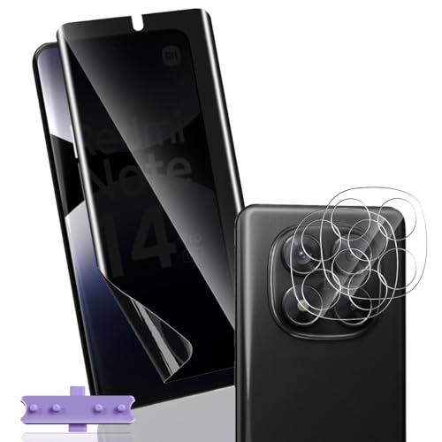 Yonntmmi TPU Schutzfolie für Redmi Note 14 Pro 5G Sichtschutz,1 Stück Anti-Spähen Privatsphäre Schützen Schutzfolie mit 2 Stück Kameraschutz,Anti-Spy TPU-Folie für Panzerglas für Redmi Note 14 Pro 5G von Yonntmmi