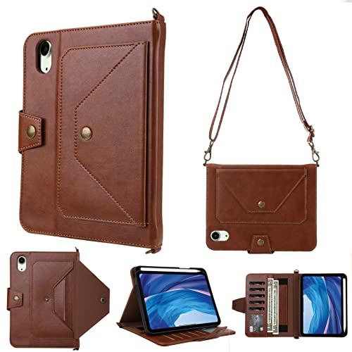 YooGar Hülle für iPad Mini 6, PU-Leder Smart Folio Cover mit Kartensteckplatz/Stifthalter Multi-Viewing Angles Stand Case Auto Wake Sleep Hülle Kompatibel mit iPad Mini 6. Gen 8.3" (Braun) von YooGar