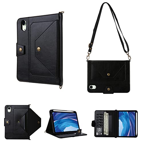 YooGar iPad Mini 6 8,3" Case, PU-Leder Smart Folio Cover mit Kartensteckplatz/Stifthalter Multi-Viewing Angles Stand Case Auto Wake Sleep Hülle Kompatibel mit iPad Mini 6. Gen 8.3" (Schwarz) von YooGar