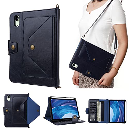 YooGar iPad Mini 6 8.3" Hülle, PU-Leder Smart Folio Cover mit Kartensteckplatz/Stifthalter Multi-Viewing Angles Stand Case Auto Wake Sleep Hülle Kompatibel mit iPad Mini 6. Gen 8.3" (Blau) von YooGar