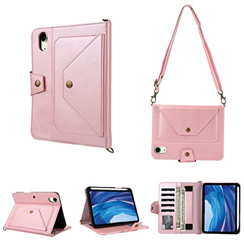 YooGar iPad Mini 6 Stand Cover, PU-Leder Smart Folio Cover mit Kartensteckplatz/Stifthalter Multi-Viewing Angles Stand Case Auto Wake Sleep Hülle Kompatibel mit iPad Mini 6. Gen 8.3" (Roségold) von YooGar