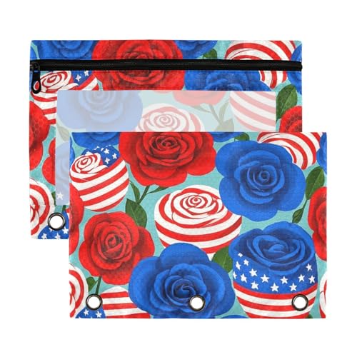 4. Juli Unabhängigkeitstag rote und blaue Blumen Bindertaschen mit transparentem Fenster, Organizer, große Kapazität, 3 Ringe, Ordnertasche für Bürobedarf, mehrfarbig, 2 Stück 4. Juli Unabhängigkeitstag rote und blaue Blumen Bindertaschen mit transparentem Fenster, Organizer, große Kapazität, 3 Ringe, Ordnertasche für Bürobedarf, mehrfarbig, 2 Stück von Yoogain