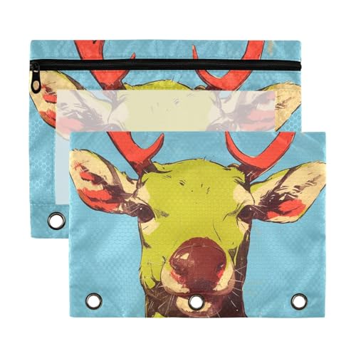 Asthetic Green Deer Binder Taschen mit transparenten Fensterringen in verschiedenen Farben, 3 Stück, für Büro, Schule, Kosmetik, mehrfarbig, 2 Stück Asthetic Green Deer Binder Taschen mit transparenten Fensterringen in verschiedenen Farben, 3 Stück, für Büro, Schule, Kosmetik, mehrfarbig, 2 Stück von Yoogain