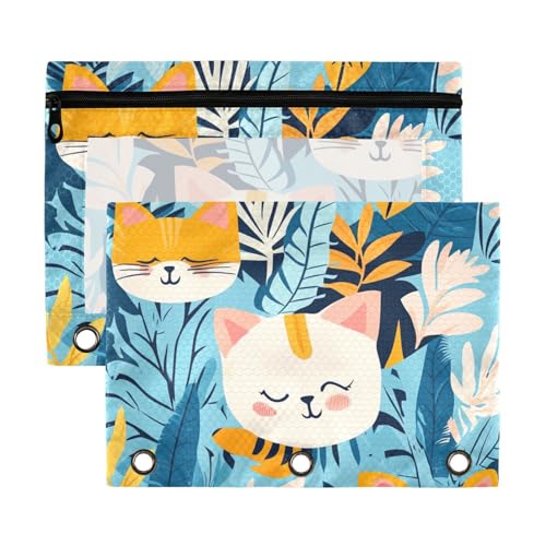 Bindertaschen mit Cartoon-Katzenblättern, 3 Ringe mit transparentem Fenster, Stoff, große Kapazität, 3 Ringe, Ordnertasche, Schule, Klasse, Büro, Organizer, mehrfarbig, 2 Stück Bindertaschen mit Cartoon-Katzenblättern, 3 Ringe mit transparentem Fenster, Stoff, große Kapazität, 3 Ringe, Ordnertasche, Schule, Klasse, Büro, Organizer, mehrfarbig, 2 Stück von Yoogain