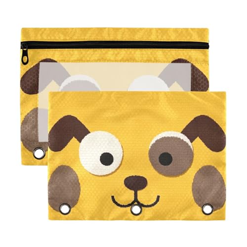 Bindertaschen mit niedlichem Cartoon-Hundeaugen, mit transparentem Fenster, weich, große Kapazität, 3 Ringe, Ordner, Schule, Klasse, Büro, Organizer, mehrfarbig, 2 Stück Bindertaschen mit niedlichem Cartoon-Hundeaugen, mit transparentem Fenster, weich, große Kapazität, 3 Ringe, Ordner, Schule, Klasse, Büro, Organizer, mehrfarbig, 2 Stück von Yoogain