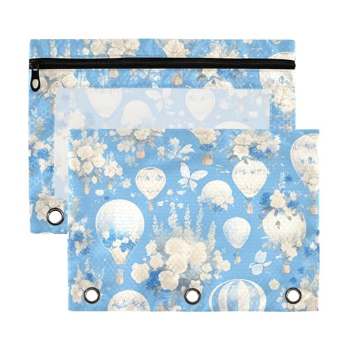 Bindertaschen mit romantischem Heißluftballon-Blumen und transparentem Fenster, große Taschen, große Kapazität, Taschenordner für 3 Personen, für Klassenzimmer, Schule, Büro, mehrfarbig, 2 Stück Bindertaschen mit romantischem Heißluftballon-Blumen und transparentem Fenster, große Taschen, große Kapazität, Taschenordner für 3 Personen, für Klassenzimmer, Schule, Büro, mehrfarbig, 2 Stück von Yoogain